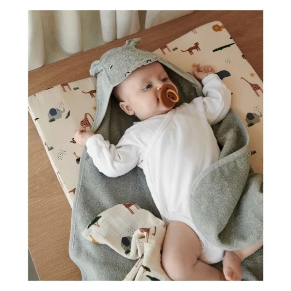 Best Sale Babyhandklaede | Hippo Dove Blue Shop Her | All About Kids Håndklæder