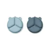 Sale Stacy Ruminddelt Tallerken Med Sugekop 2Pk, Sea Blue/Whale Blu Service