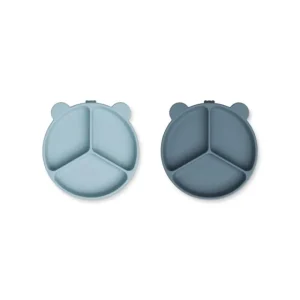 Sale Stacy Ruminddelt Tallerken Med Sugekop 2Pk, Sea Blue/Whale Blu Service
