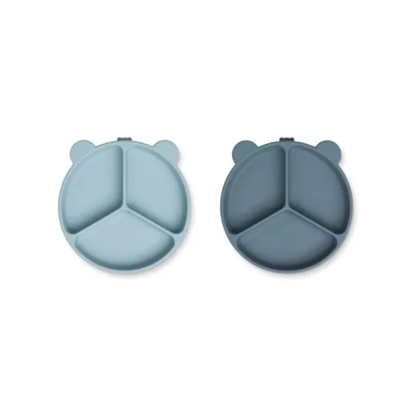 Sale Stacy Ruminddelt Tallerken Med Sugekop 2Pk, Sea Blue/Whale Blu Service
