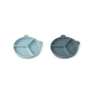 Sale Stacy Ruminddelt Tallerken Med Sugekop 2Pk, Sea Blue/Whale Blu Service