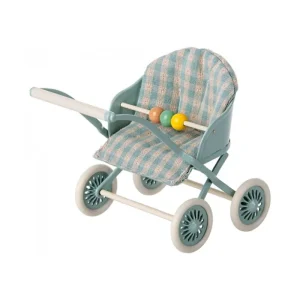 Store Klapvogn, Baby Mus - Mint Dukkemøbler & Tilbehør