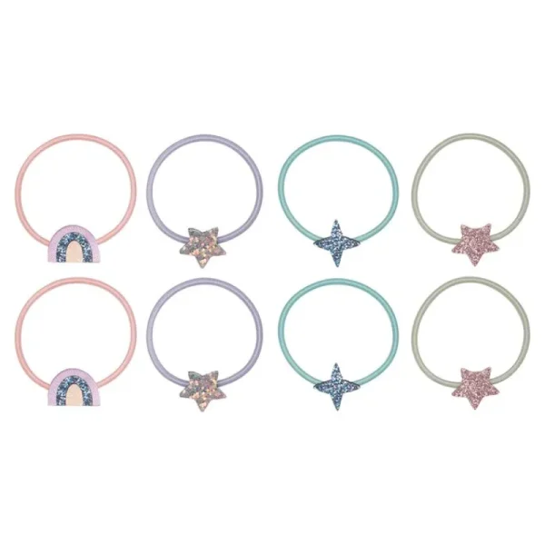 Online 8 Hårelastikker - Mini Rainbow & Star Unicorn Hårelastikker